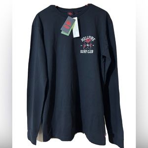 NEW Quicksilver Stranger Things Hellfire Surf Club long sleeve tee size Large